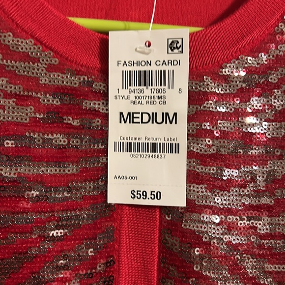 JM Collection party cardigan sweater for the holidays, size M. NWT - Picture 3 of 11